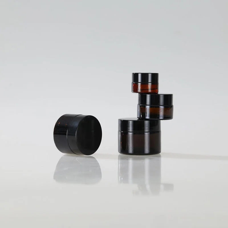 1PCS-5g-10g-15g-20g-30g-50g-Glass-Amber-Brown-Cosmetic-Face-Cream-Bottles-Lip-Balm