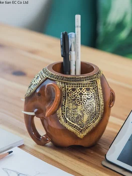 

Modern Chinese home decoration Study office decorations Creative gifts desktop decorations Elephant Pencil Decoration Lucky