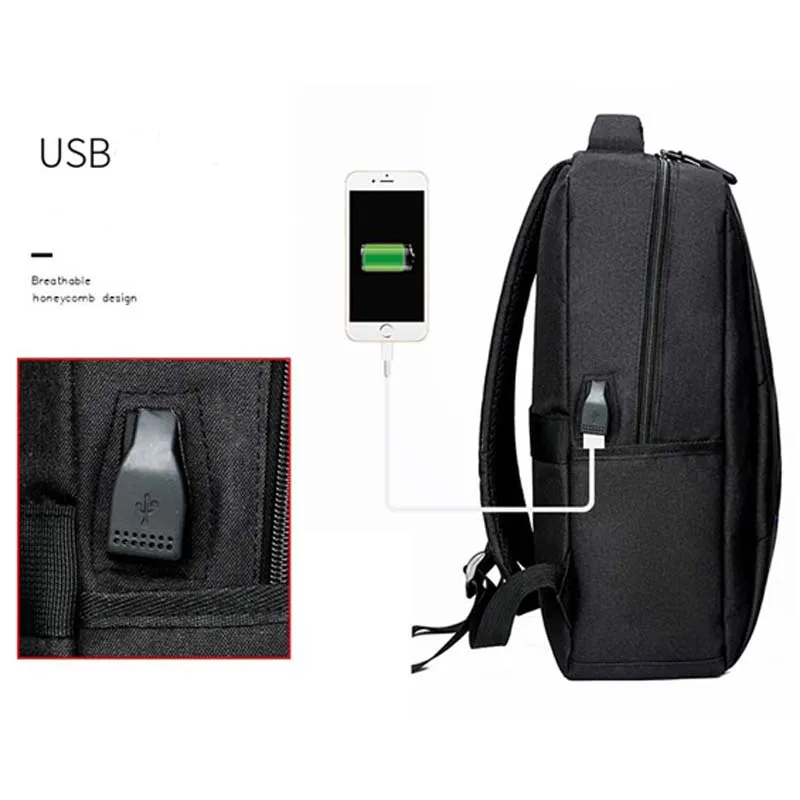 Водонепроницаемый холщовый черный полиэстеровый рюкзак унисекс Usb Bts для