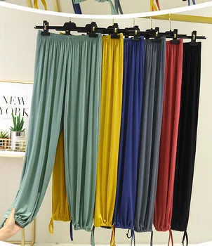 

Modal Women Long Sleep Pants Loose Pants 2020 Spring Summer Shiver Pants Loose-Fit Beam Leg Home Sports Pants Cotton X45
