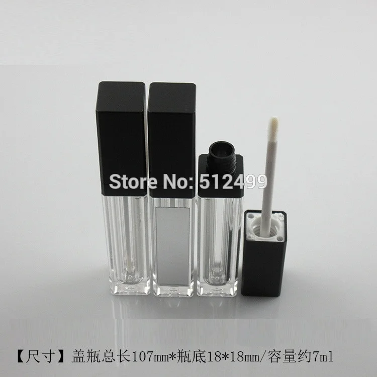 

10/30/50pcs 7ml Empty Makeup DIY Lip gloss bottle Black Square Lip Gloss Tube with mirror Labial glair bottle Cosmetic