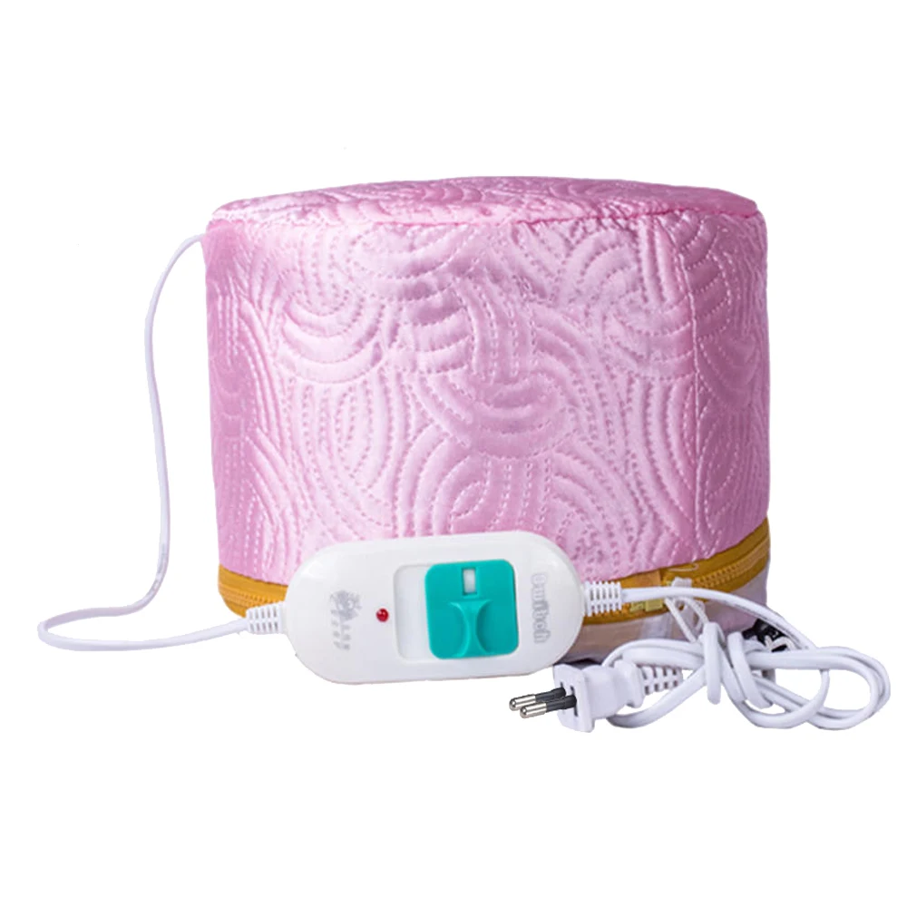 Розовая маска для волос с нагревательным колпачком термической обработки и