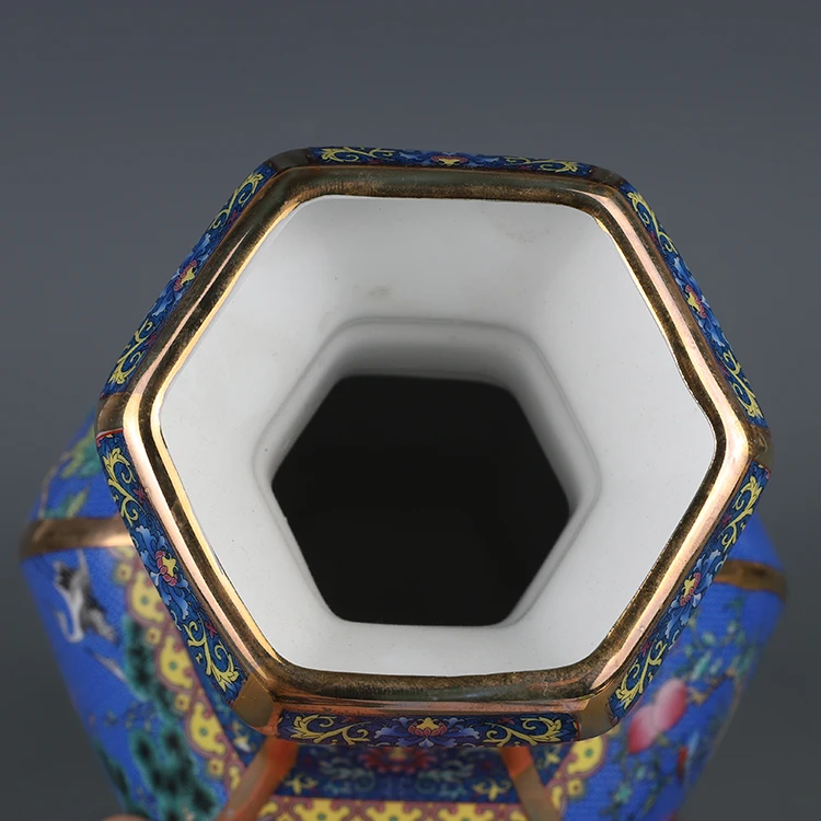 pássaro padrão hexagonal vaso jingdezhen porcelana antiga ornamentos