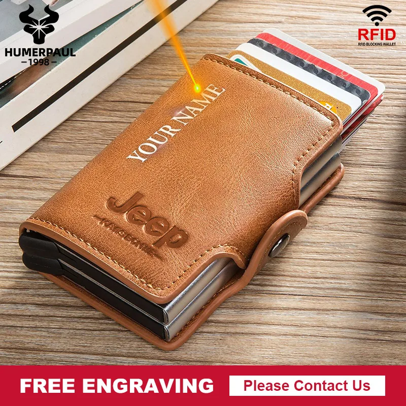 

Customize Rfid Carbon Fiber Men Wallets Money Bags Card Holder Brown Trifold Leather Slim Mini Magic Wallet Personalized 2020