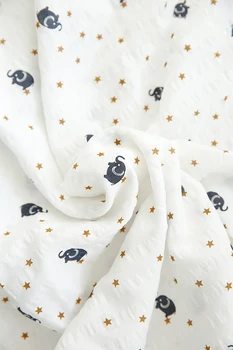 

Spring and summer material pure cotton bubble cotton baby elephant handmade dress shirt skirt pure cotton fabric