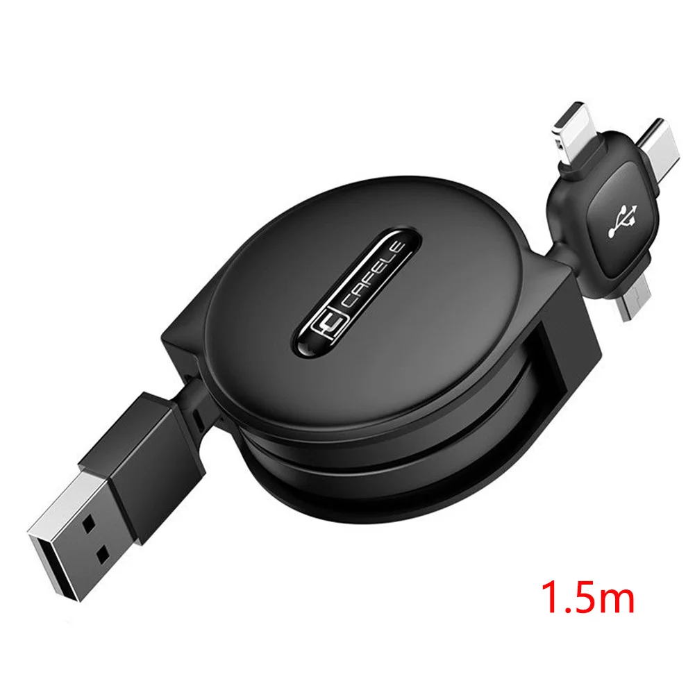 

Connector Triple Power Type C Charger Micro USB 3 In 1 Universal Data Cable ABS Mobile Phone Android Retractable