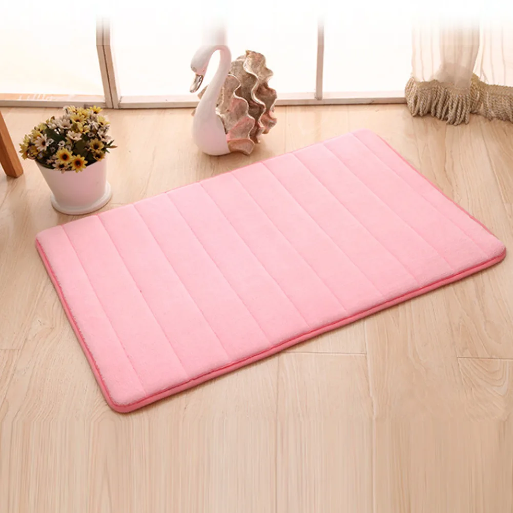 Memory Foam Bath Mat Soft Strong Absorbent Non-Slip Thick Floor Rug for Bathroom H99F