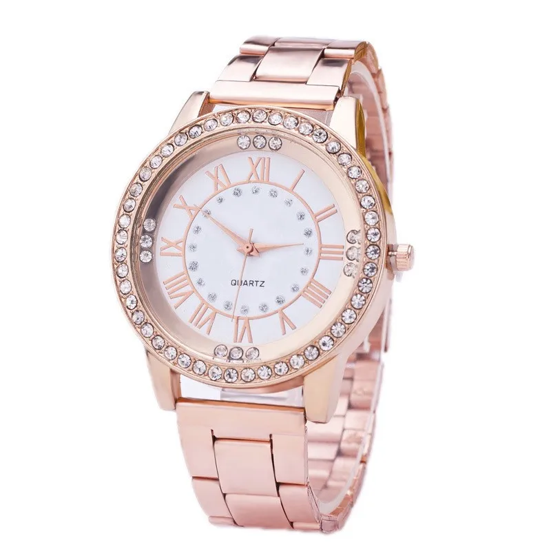 Rose Gold Модные роскошные женские часы со стразами браслет из нержавеющей стали женские кварцевые наручные часы ЖЕНСКИЕ НАРЯДНЫЕ часы Reloj Mujer - Цвет: Rose Gold