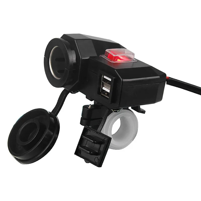 Водонепроницаемое зарядное устройство для мотоцикла и автомобиля с двумя USB