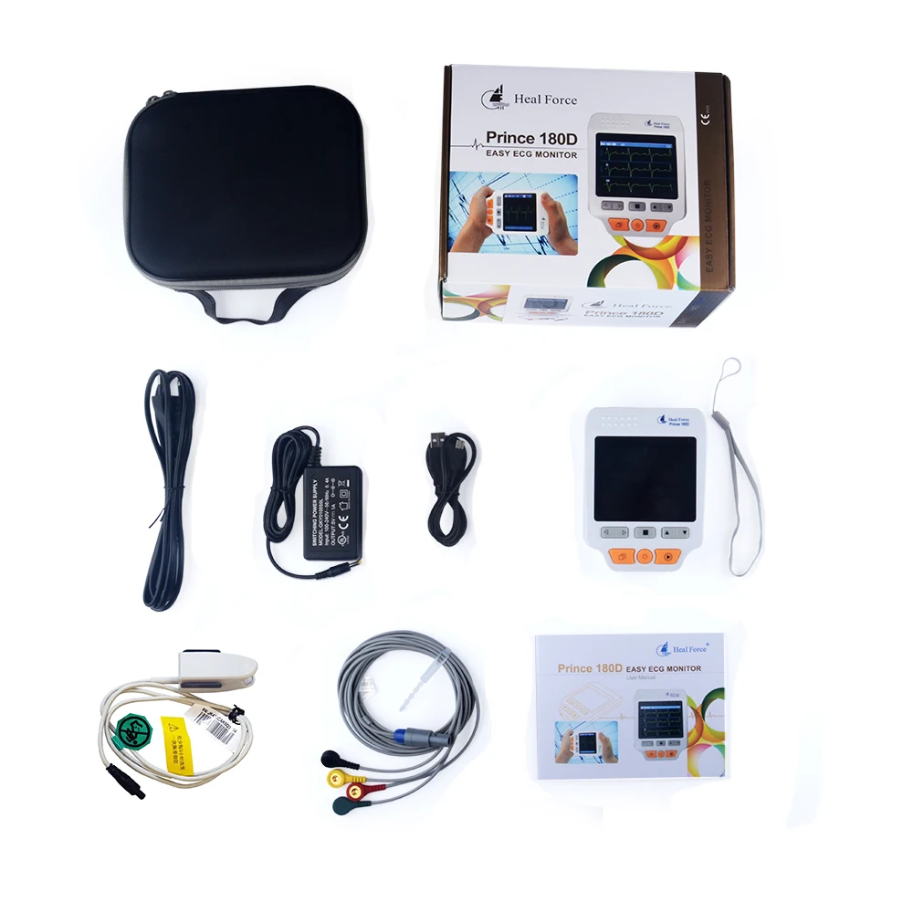 Heal Force Prince 180D portable household heart Ecg monitor with SpO2 probe