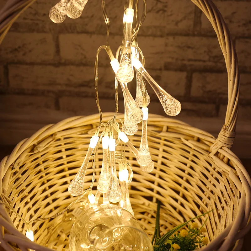 Water droplets battery LED light string 5M/10M/20M/ 50/80/160/leds/Christmas holiday wedding party decoration fairy fairy lamp