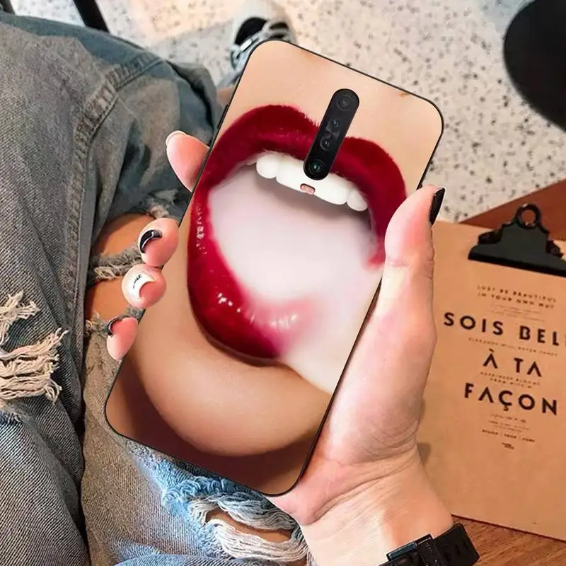 TOPLBPCS с красными сексуальными губами girl Luxury Korea Monroe чехол для телефона Cover RedMi 8 9 4X 5