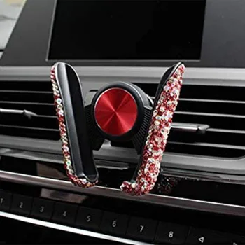 

Blingbling Rhinestone Crystal Convenient Mini Car Dash Air Vent Automatic Adjustable Phone Holder Car Fresheners For Women Car A