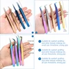 TOP quality Stainless Steel Tweezers rainbow color Straight Bend ESD Multifunction eyelash tweezers for nail sewing DIY ► Photo 2/6