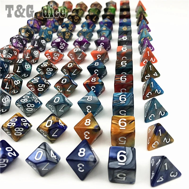 Крутые Разноцветные Игральные Кости 7 шт./компл. Dnd доска с кубиками игры/ролевые