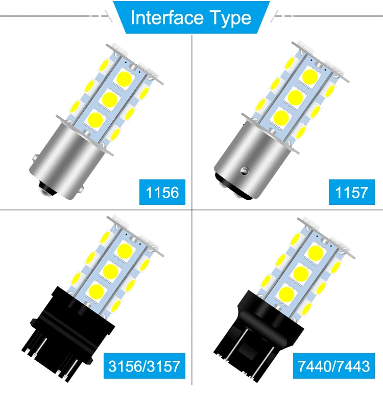 Цельнокроеное платье 1156 Ba15s 1157 3156 3157 7440 7443 18smd 5050 Led Светодиодная лампа внутреннего освещения прицепа Замена светодиодный светильник лампа