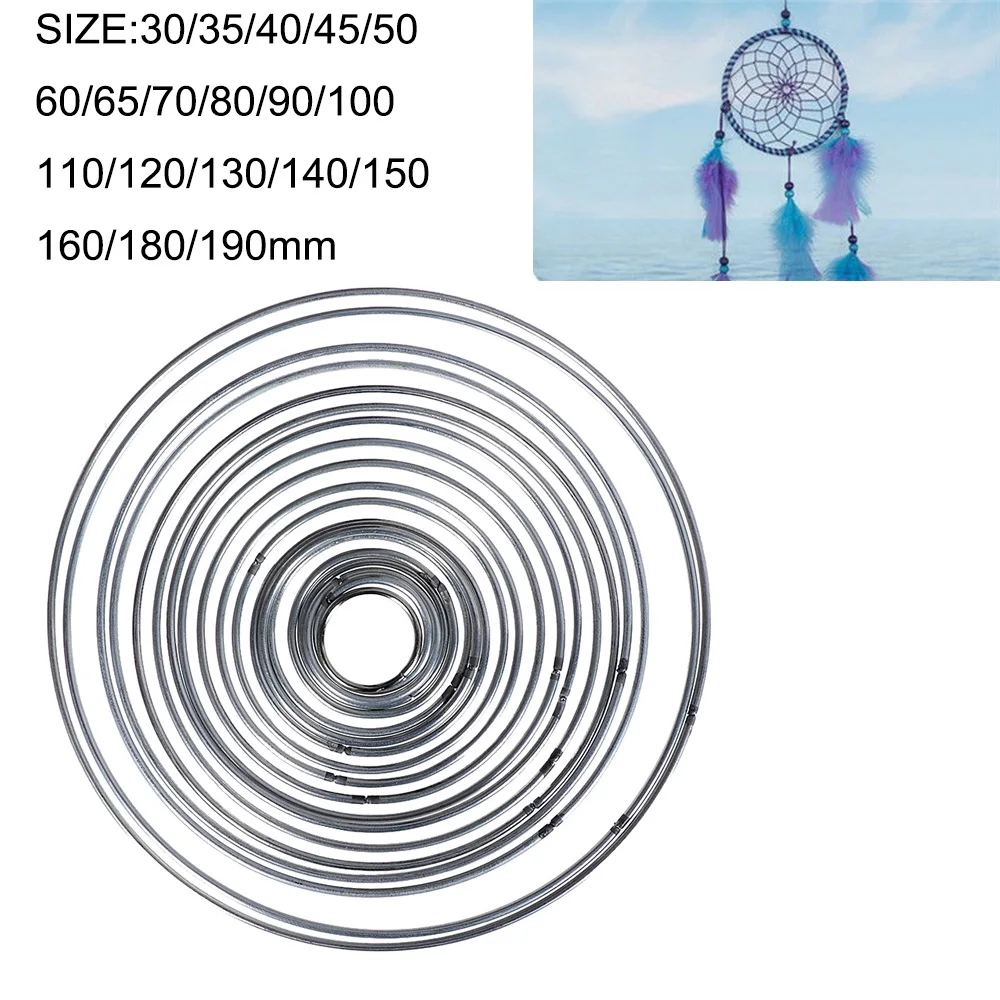 1 шт. прочный многоразмерный круглый серебристый стальной металлический Ловец снов обруч хорошее сварное кольцо аксессуары рукоделие форма