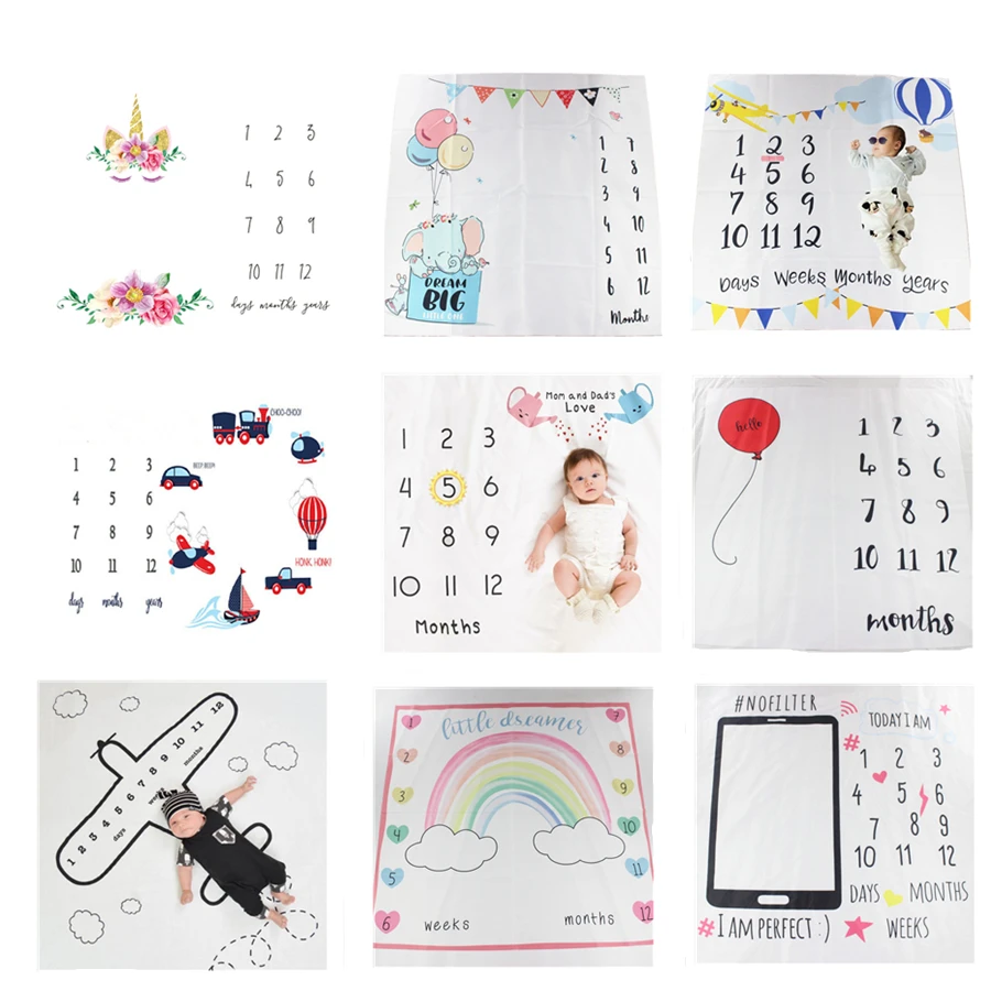 Tapetes de juego multifunción para bebés, manta para niños, Toalla de baño, pañal, decoración de pared de habitación, Milestone, calendario, accesorios de fotos