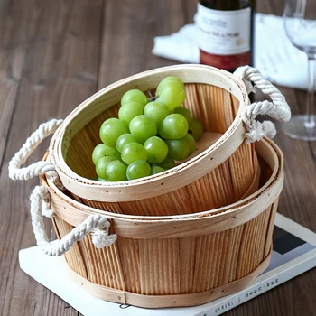 

Nordic Art Rattan Fruit Basket Home Living Room Coffee Table Candy Dried Fruit Snack Plate Kitchen Bamboo Large Vegetable Basket