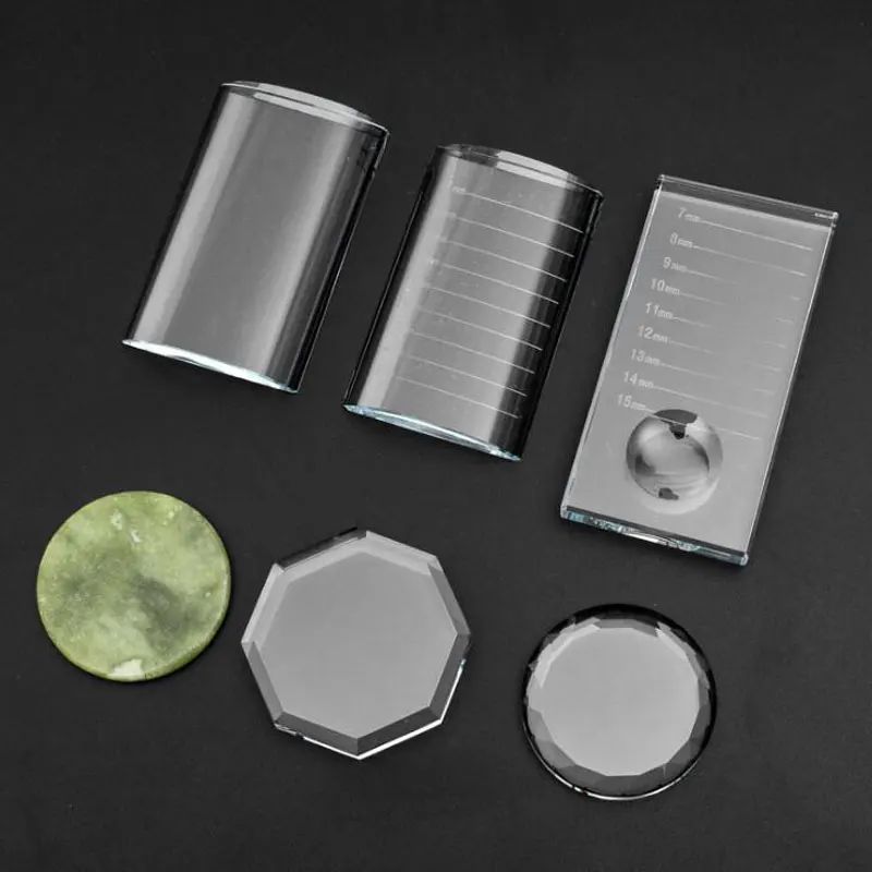 Soporte para pestañas postizas, soporte para pestañas postizas con marca de garrapatas, extensiones de pestañas postizas, paleta de pegamento adhesivo de cristal