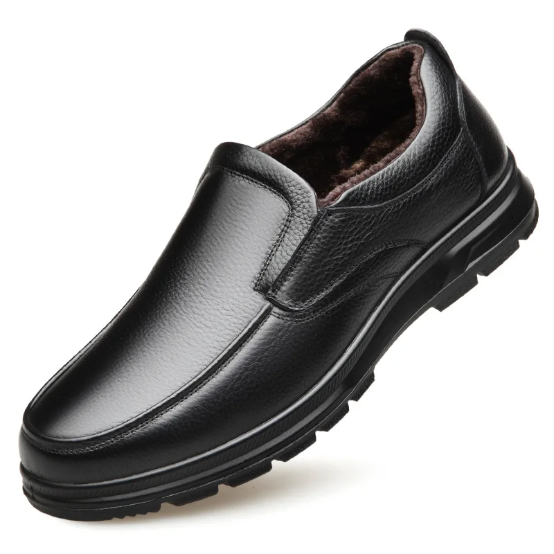 

Top Quality Genuine Leather Shoes Men Flats Winter 2021 Warm Fur Shoes Formal Dress Shoes for Men Slip on Driving Office Shoe