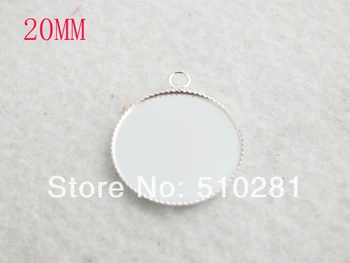 

Free shipping!!! No-807 bright silver plated copper round pendant tray, tray base/settings 20mm