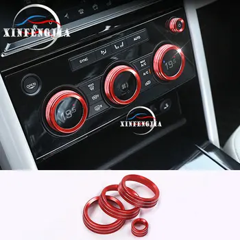 

4pcs Red Alloy Center AC Switch Knob Ring Trim For Land Rover Discovery 5 17-18