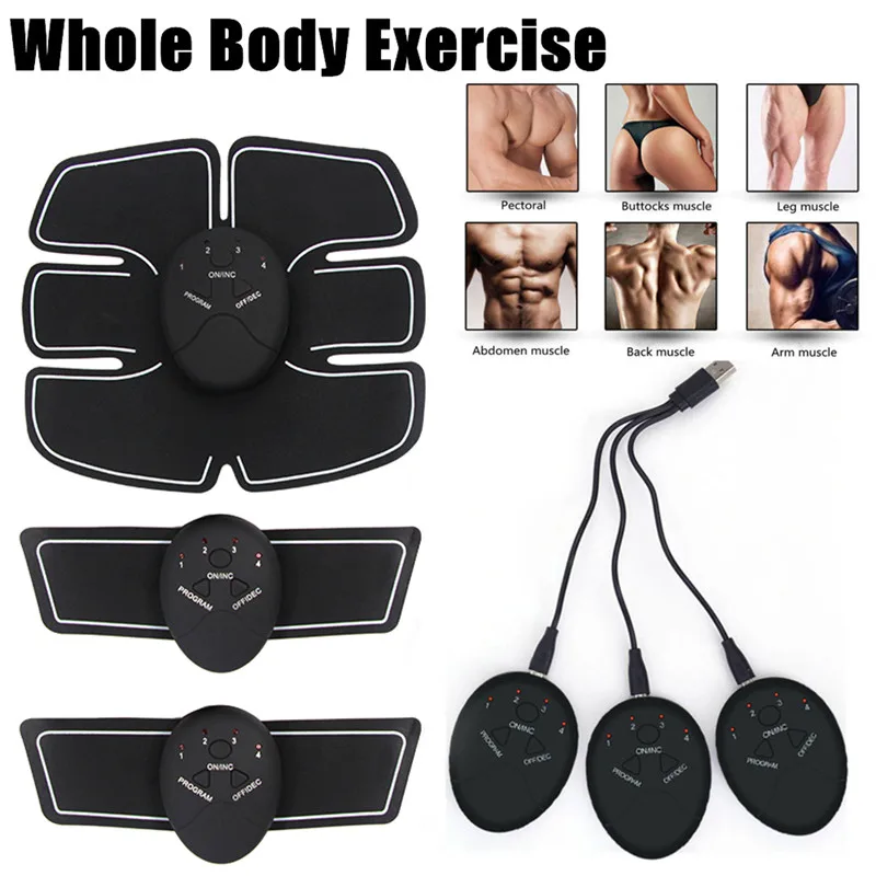 Smart Rechargeable Electric Muscle Trainer Abdominal Arm Butt Lazy Fitness Training Massager Pads USB Charging Battery Powered | Спорт и