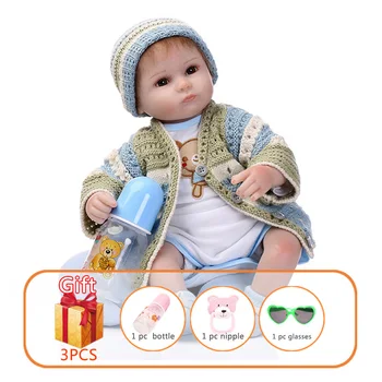 

42cm NPK Soft Doll Reborn Baby Silicone Dolls Reborn Babies Toy Dolls Adorable Lifelike Toddlers Sweater Baby Doll Toys For Kids