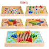 Wooden children's toys 3D Puzzle All in one flying chess, multi-function chess wooden chess 5
