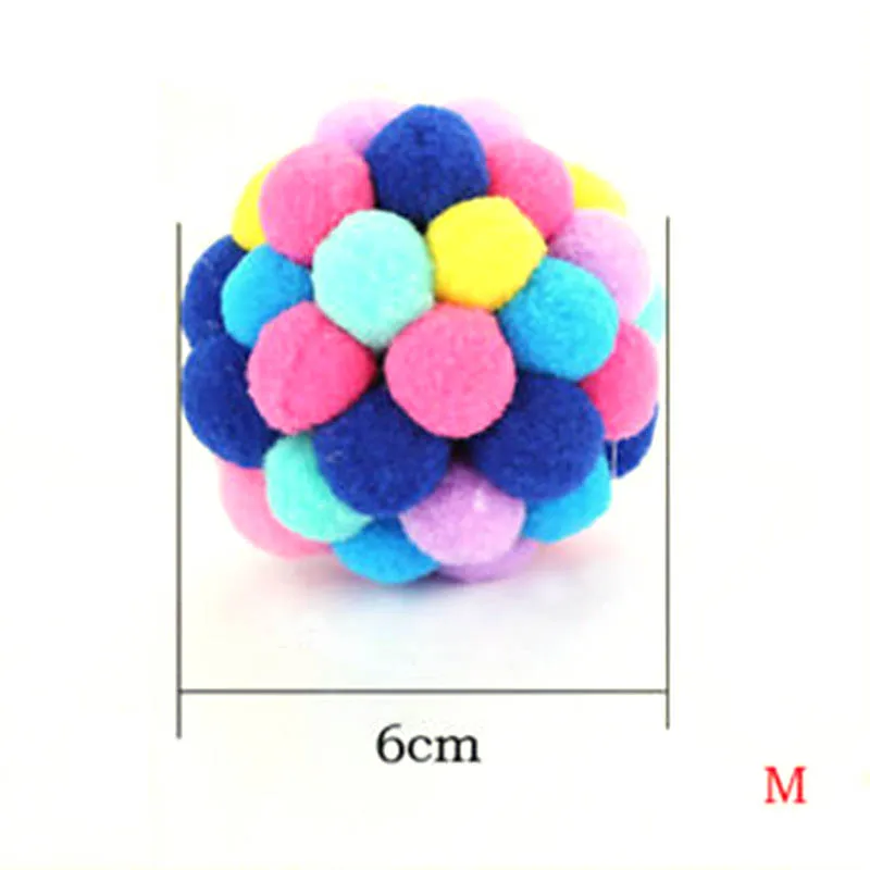 Pet Cat Toy Colorful Handmade Bells Bouncy Ball Built-in Catnip Interactive Bell Toy for Cats Kittens Fun Interaction Plush Toys
