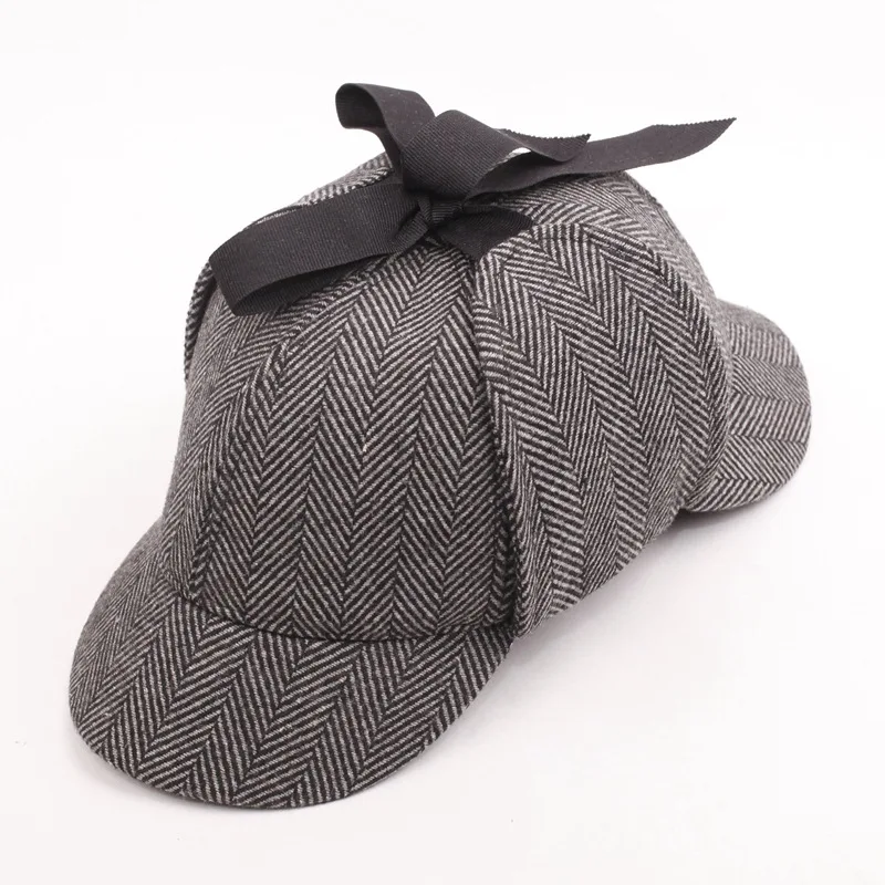 Comprar SHOWERSMILE sombrero de Sherlock Holmes Unisex invierno boinas de lana para los hombres Deerstalker de accesorios de tapa británico sombrero de detective de las mujeres
