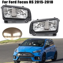 

foglamp FOR Ford Focus RS 2015 2016 2017 2018 Fog lights foglight frame headlight cover black ABS Moulding Case Car Exterior