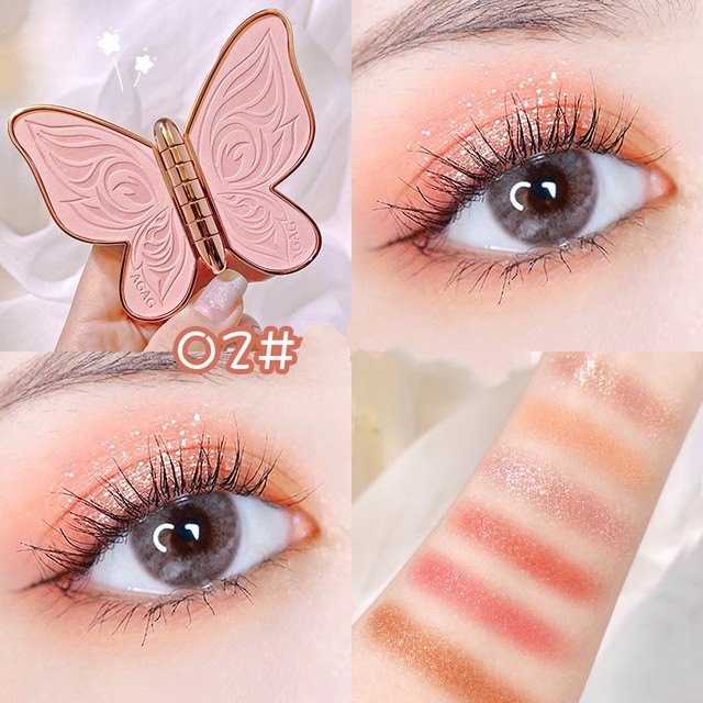 Butterfly Eyeshadow Pallete Matte Glitter Pearl Sequins Waterproof Lasting Color Rendering Eyeshadow Eyes Cosmetic