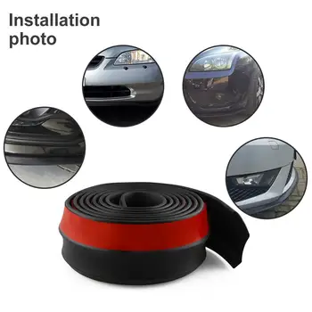 

New Universal Car Front Rear Side Bumper Lip Splitter Rubber Protector Body Spoiler Valance Chin Rubber Car Bumper Lip 2.5M Tool