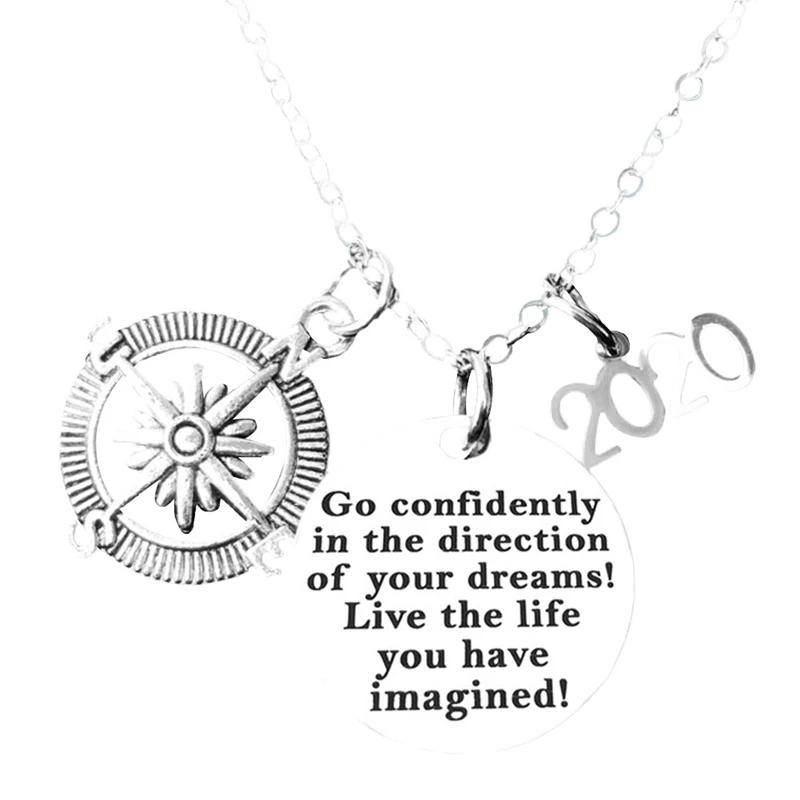 Individual 2020 Letter Carved Graduation Hat Diploma Jewelry Gift Charm Bracelet Necklace Pendant