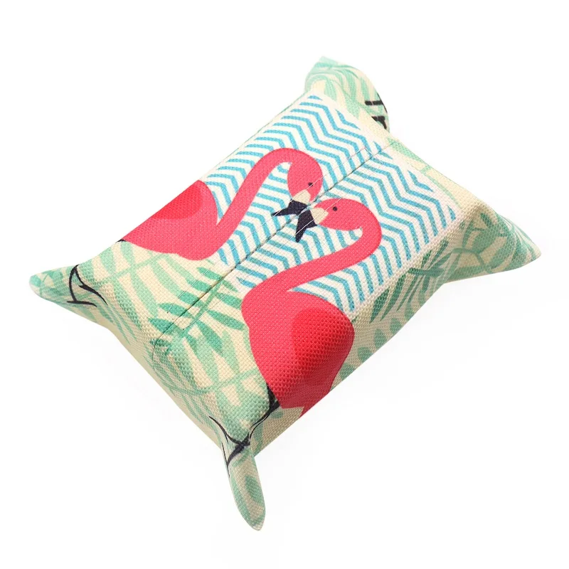 Green Leaf Flamingo Tissue Box Cloth Napkin Storage Bag Paper Container For Party Hotel Home Decoration - Цвет: 4