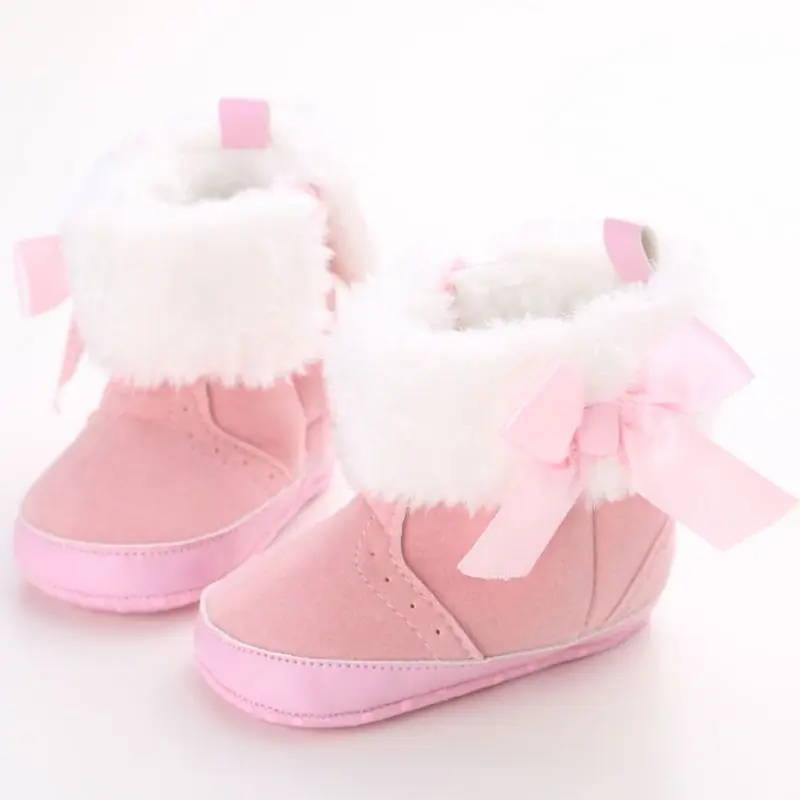 Зимняя детская обувь для новорожденных; флисовые зимние ботинки для малышей с бантом; теплые ботиночки; мокасины; TQ
