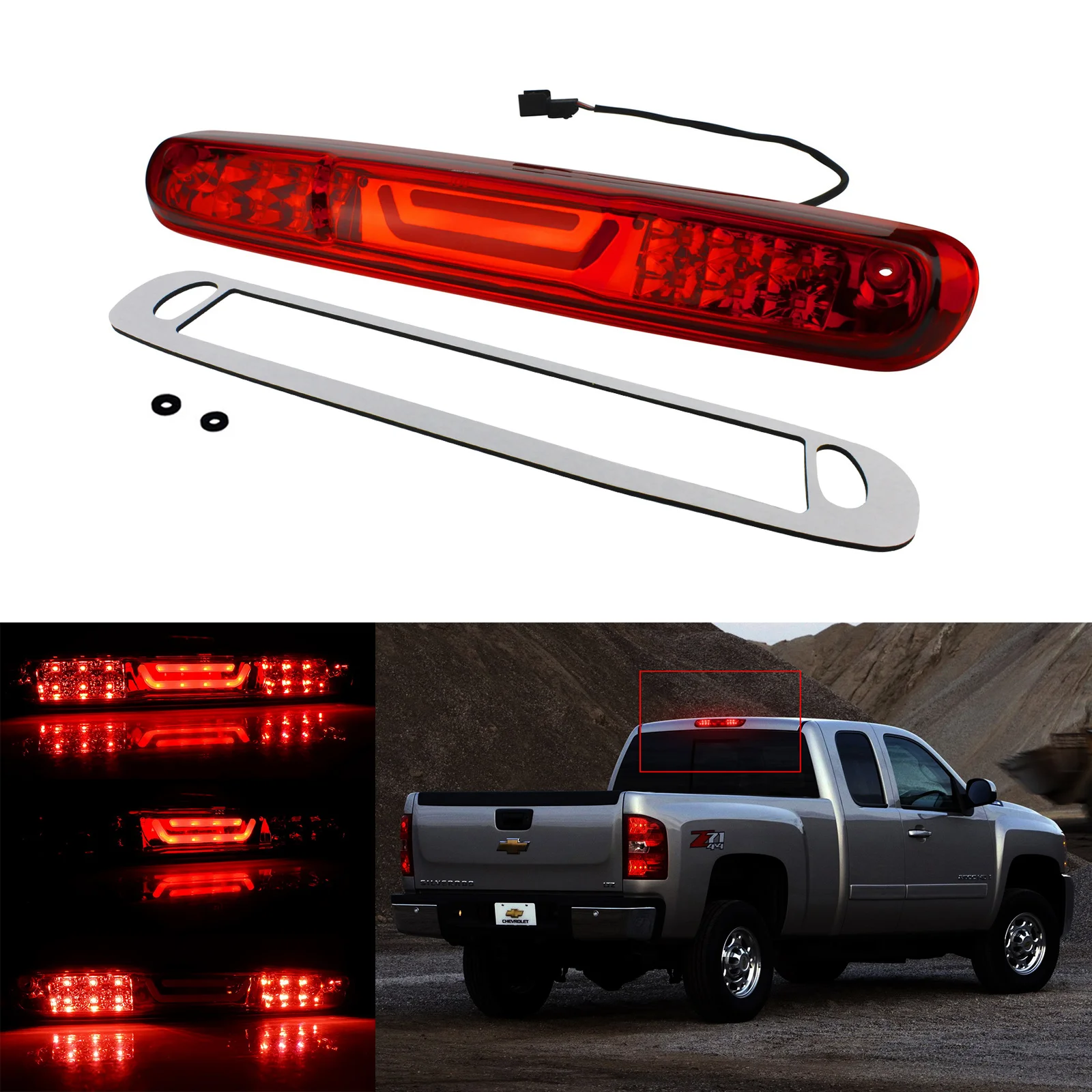 

ANGRONG 1X для Chevy Silverado GMC 07-14 красный объектив СВЕТОДИОДНЫЙ 3-й хвостовой стоп светильник сигнал грузовая лампа