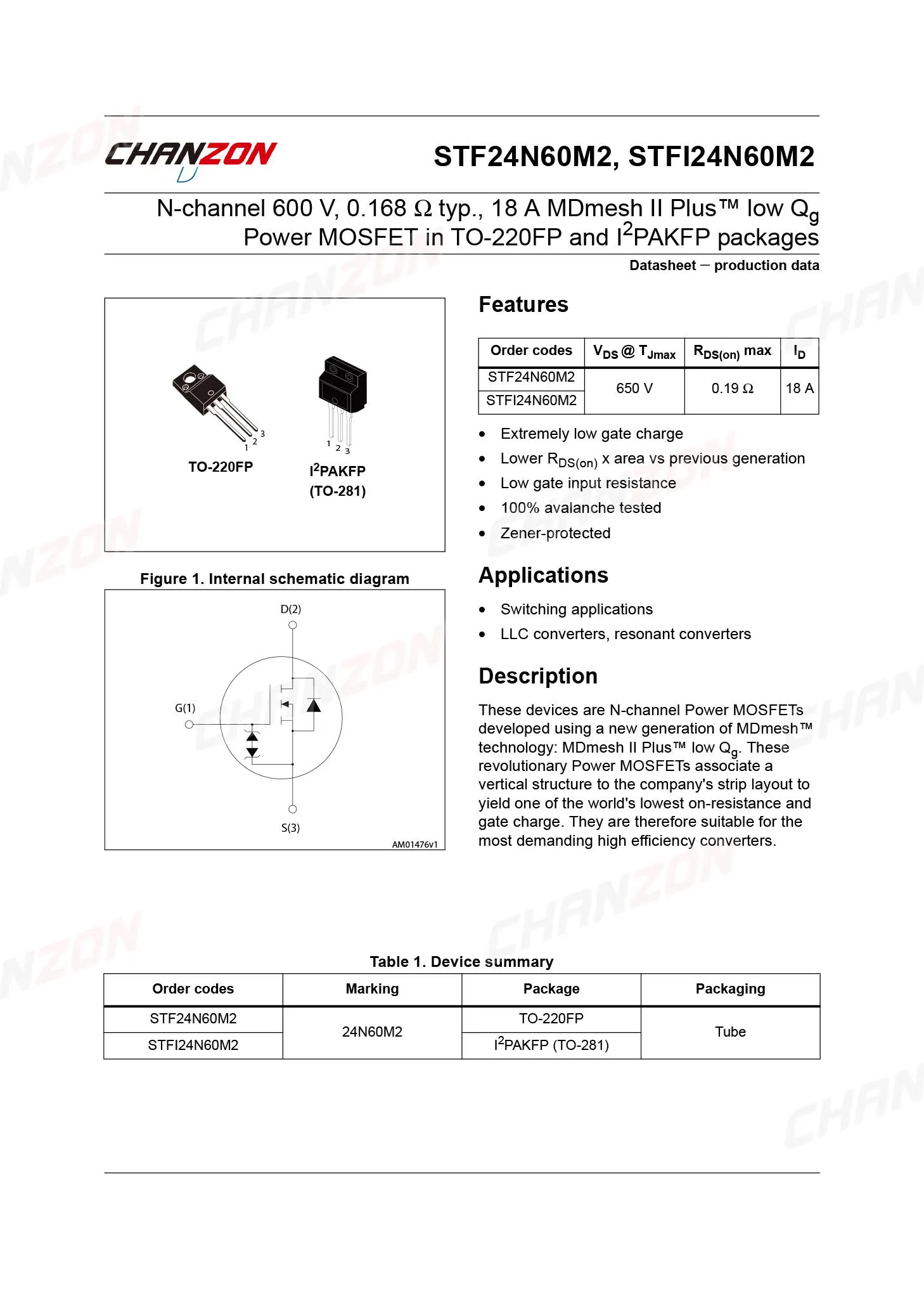 junção bipolar bjt ic mos fets to220f stf 24n60m2, 10 peças