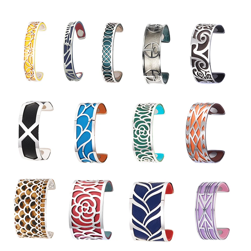 Cremo-pulsera de acero inoxidable para mujer, brazalete de cuero intercambiable, de lujo, a mano