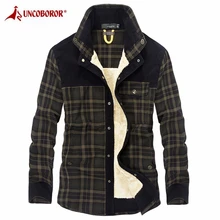 Зимняя фланелевая теплая рубашка для мужчин, военные клетчатые пальто, флисовая подкладка, толстые куртки, повседневная одежда с длинным рукавом, хлопок, мужские рубашки