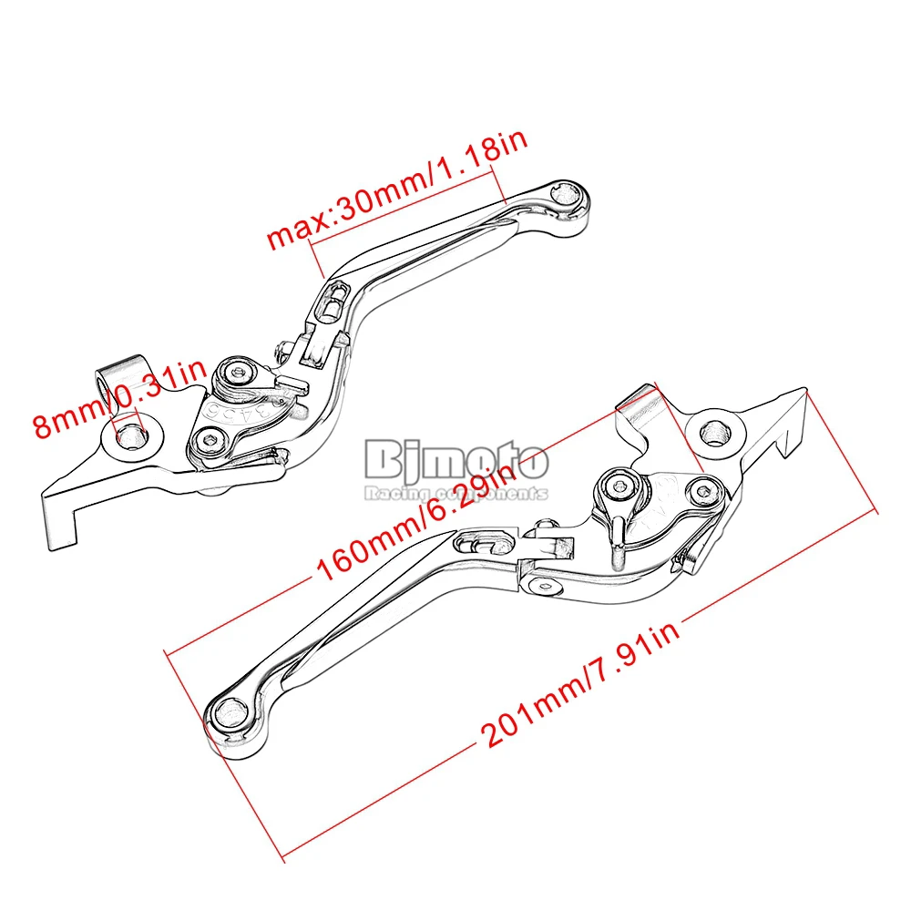 BJMOTO CNC Motorbike Brake Clutch Levers For Yamaha Tmax-500 2008-2011 T max 530 2012- Adjustable Folding Extendable Lever
