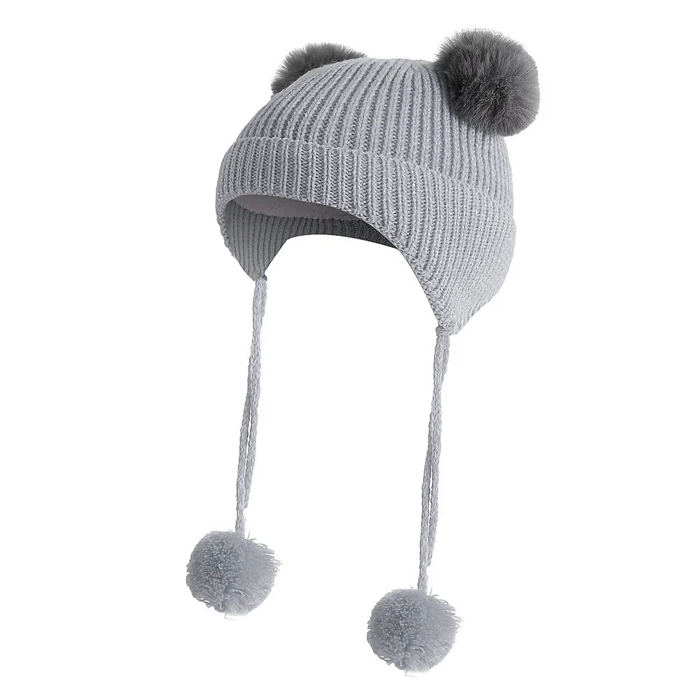 ARLONEET Cute Toddler Kids Girl Boy Baby Autumn Winter Two Fur Ball Plus Velvet Ear Caps Infant Knit Hat Beanie Cap | Детская одежда и