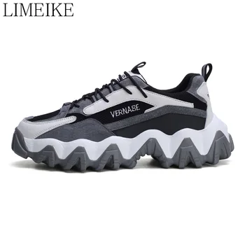 

LIMEIKE Fashion Shoes Men Sneakers Platform 2020 Spring/autumn New Male Leisure Shoes Chunky Sneakers Black Shoe Mens