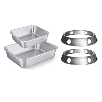 

2PCS Stainless Steel Wok Ring/Metallic Round Bottom Wok Rack Universal Size with Lasagna Pan Set of 2