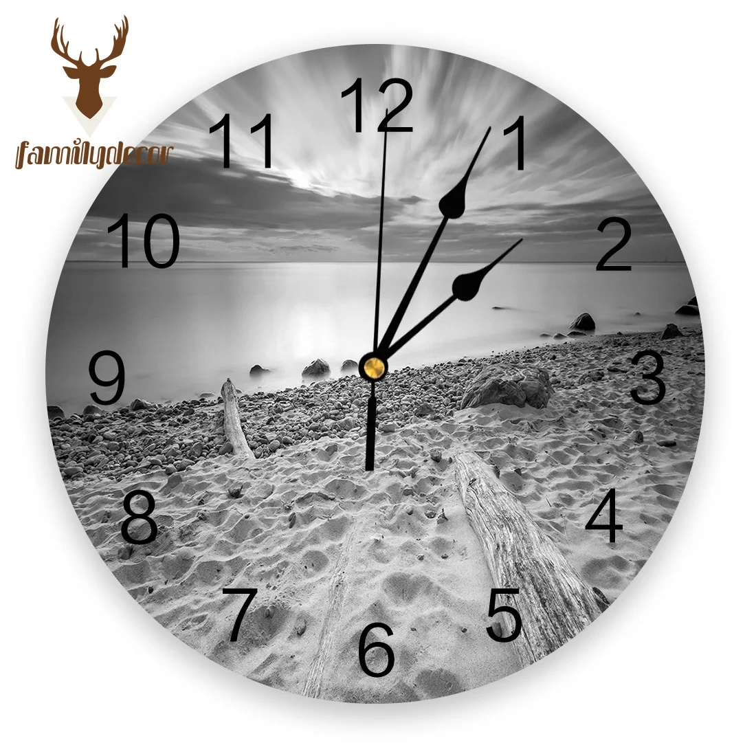 Natural Theme Seaside Beach Scenery PVC Wall Clock Modern Design Home Decor Bedroom Silent Oclock Watch For Living Room | Дом и сад