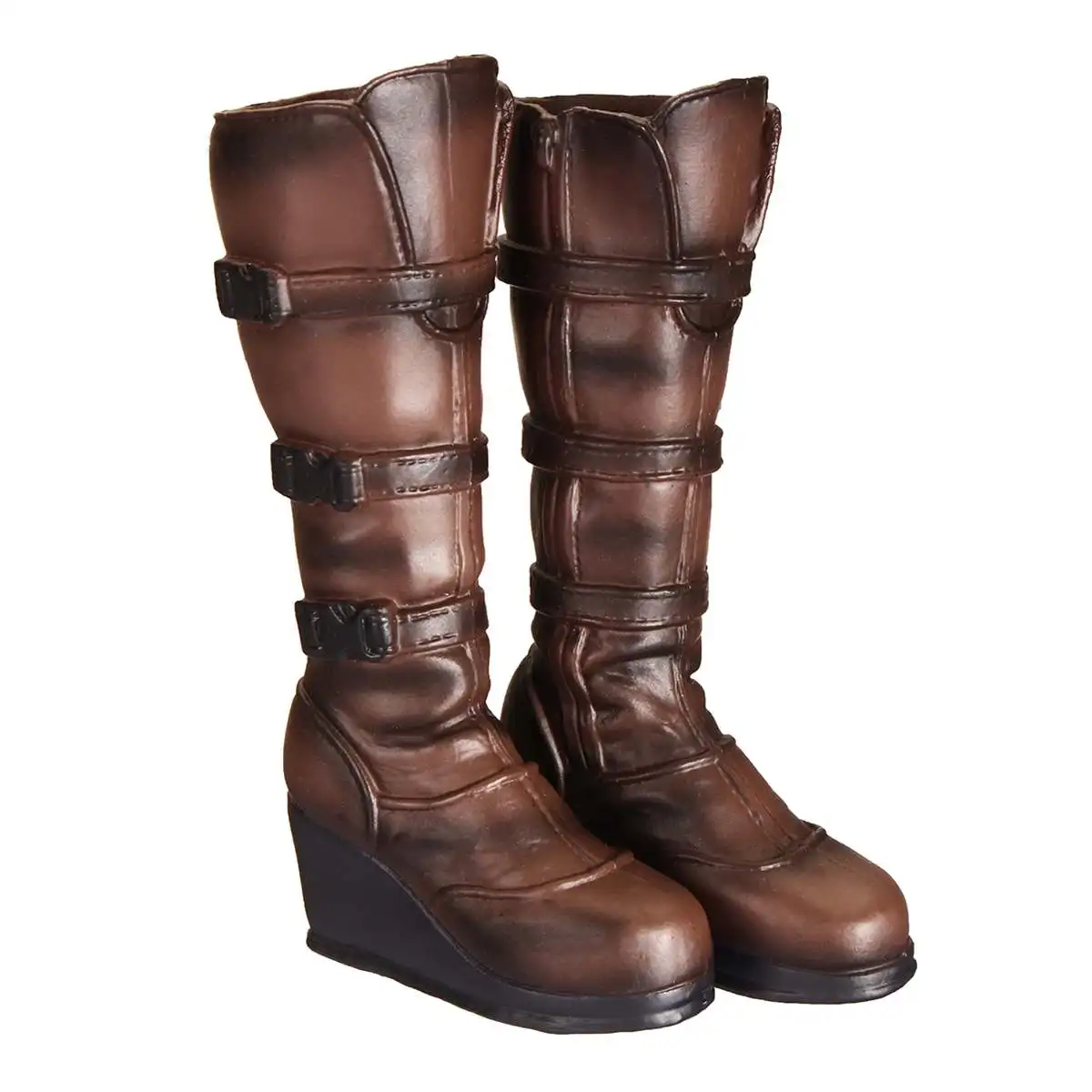 1/6 женская обувь, армейские ботинки, Двойная модель, длинные/короткие, одноцветные, для 12 дюймов, щётка-очиститель для ног, аксессуары для экшн-фигурок - Цвет: brown
