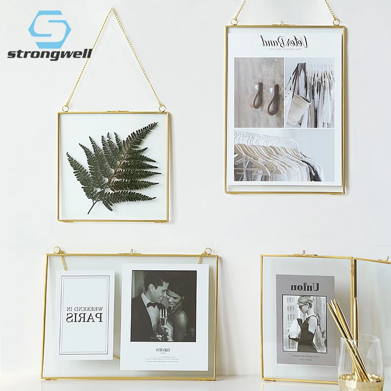 

Strongwell Nordic Light Style Metal Glass Photo Frame Folding Wire Desktop Picture Brass Frames For Portraits Landscape Gifts
