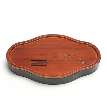 

Chinese Tea Tray Ceramic Plate Teacup Teapot Holder Tea Ceremony Accessories Water Storage Bamboo Plates Teaware Decor Crafts